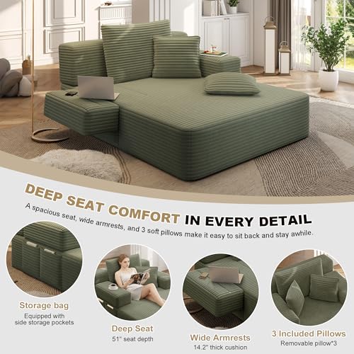 60.2" Oversized Chaise Lounge Chair, Boneless Corduroy Cloud Couch, view 5