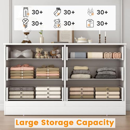 Wood Dresser for Bedroom, 6 Drawer Double Dresser, view 8