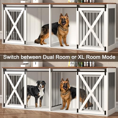 94.5 inch XXXL Double Dog Crate Furniture, White, view 5
