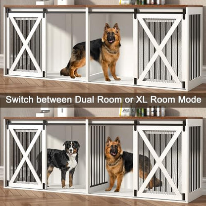 94.5 inch XXXL Double Dog Crate Furniture, White, view 5