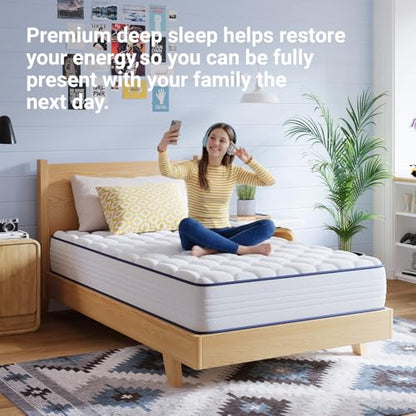 6 Inch Twin Mattress for Fresh Sleep, Twin Size Mattresses with Innerspring for Pressure Relief, Bonnell Coil Hybrid Mattresses Breathable Cover CertiPUR-US Certified Bed Mattress in a Box