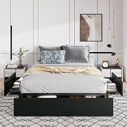 Black Platform Bed with Drawers, view 7