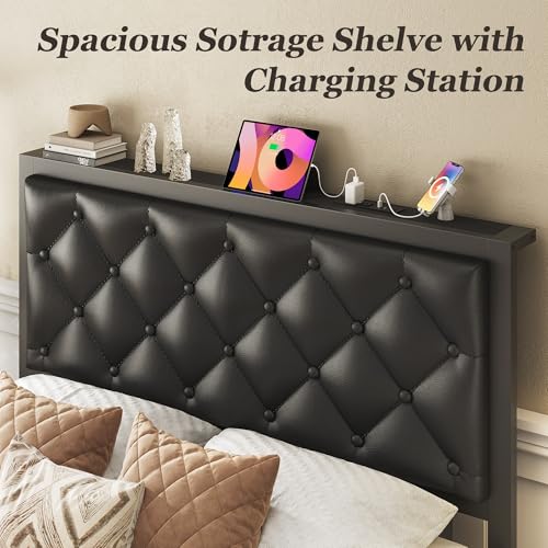 No box spring metal bed black, view 6