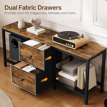 TV Stand for TVs up to 55", Entertainment Center with 2 Fabric Drawer, view 5