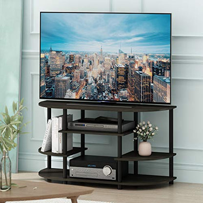 JAYA Simple Design Corner TV Stand, Espresso/Black