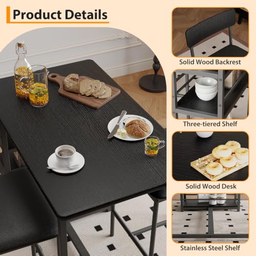 Farmhouse Counter Height Kitchen Table with 2 Bar Stools, view 8