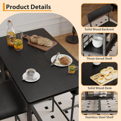 Farmhouse Counter Height Kitchen Table with 2 Bar Stools, view 8