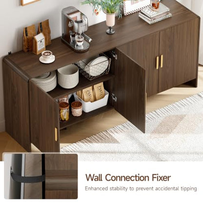 70" Sideboard Buffet Cabinet with Adjustable Shelves Storage,Walnut, view 5