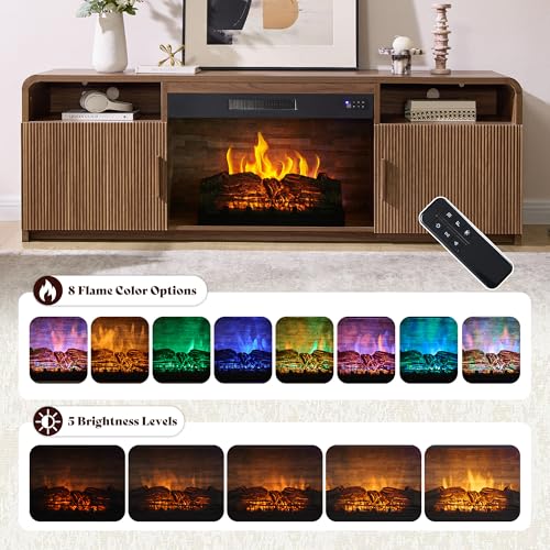 70" Fluted Fireplace TV Stand with 30" Electric Fireplace, view 4
