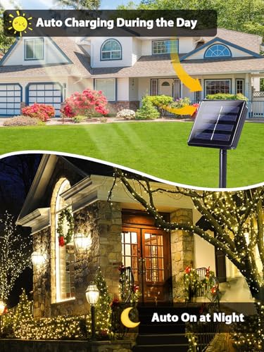 Solar String Lights Outdoor 2 Pack 200 LED 66FT Christmas Lights Warm White, view 3