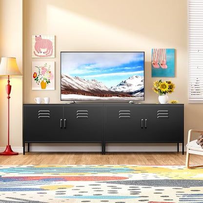 Black Metal Storage Cabinet with Doors and Shelves, view 5