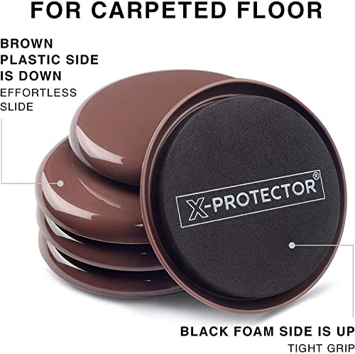Furniture Sliders for Carpet 8 PCS Best Heavy Moving Pads 4 3/4" - Sliders for Furniture. Move Your Furniture Easy with Reusable Furniture Movers Sliders for Carpets!