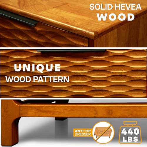 Acacia Elara 54" Solid Wood Dresser with 6 Drawers, Caramel, view 6
