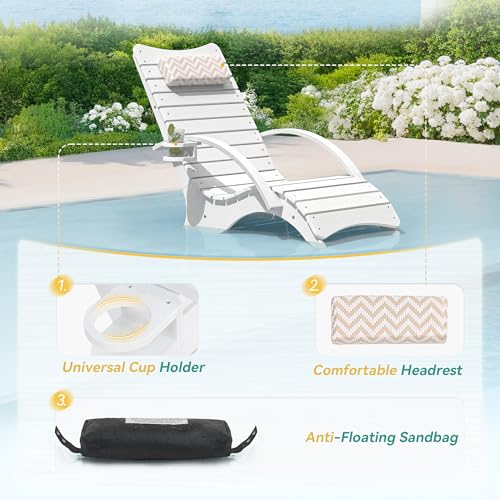 Pool Lounge Chairs Set of 2 with Armrest & Cupholder, 8-10 Shallow, view 6