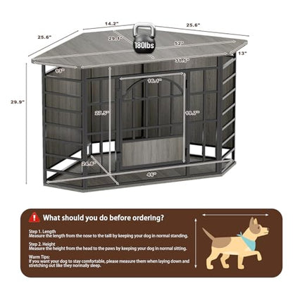 52" Corner Dog Crate Furniture, Gray, view 3