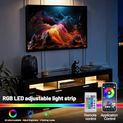 Black LED TV Stand for 75 Inch TV, view 4