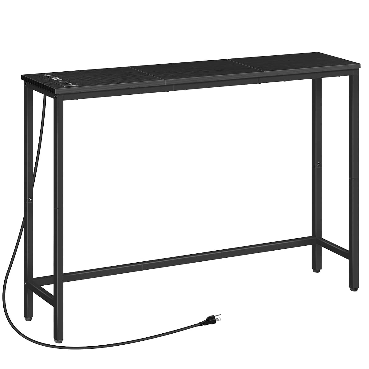 Narrow Console Table with Power Outlets, 44.9 Inches Sofa Table, Slim Behind Couch Table, Entryway Table with Display Shelf, for Living Room, Foyer, Hallway, Black BB114UXG01