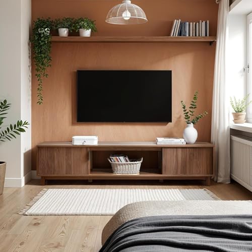 Arundo Fluted TV Stand for TVs up to 80 Inches, 70" TV Stand, Mocha, view 3