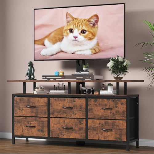 Rustic Brown TV Stand with Mount for 32/45/55/60/65/75 inch TVs, view 2