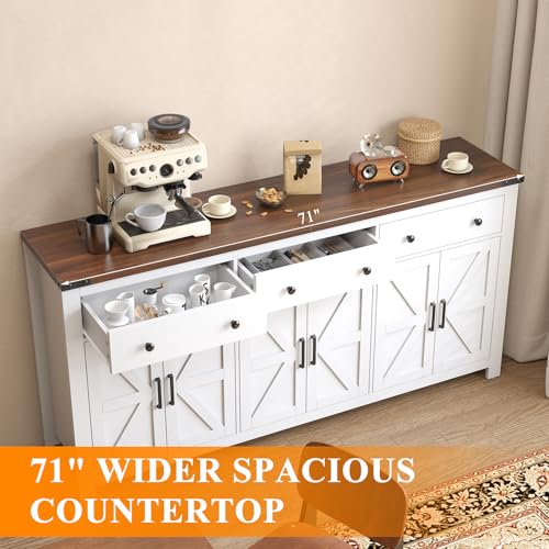 71" Large Sideboard Buffet Cabinet with Storage, view 4