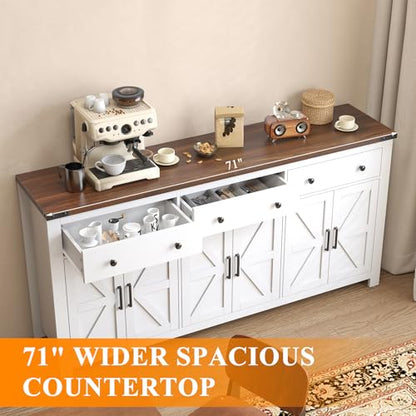 71" Large Sideboard Buffet Cabinet with Storage, view 4