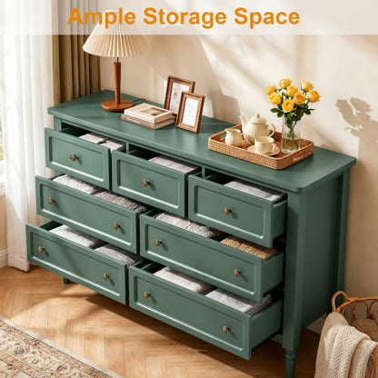 7 Drawer Dresser for Bedroom, 53" Wide Vintage Chest of Drawers, view 4