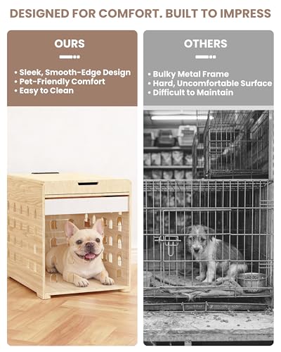 Modern Dog Crate Furniture with Charging Station – Wooden End Table Dog Crate, view 7