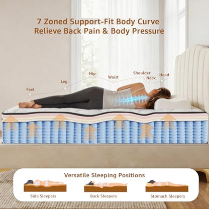 Twin Size Mattress 10 Inch, Medium Firm Hybrid Twin Mattress in a Box, view 6