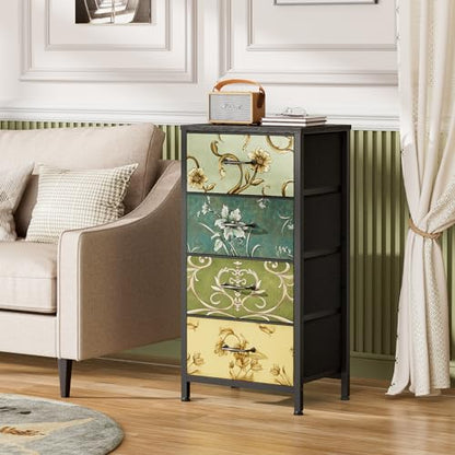 4 Drawer Dresser, Vintage Nightstand, Fabric Chest of Drawers, view 6