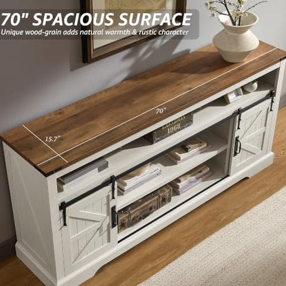 70" Farmhouse TV Stand for TVs up to 80", Antique White, view 6