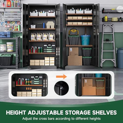 Metal Garage Storage Cabinets with Lock Door and Adjustable Shelves, view 7