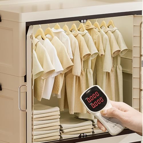 Stackable Plastic Storage Cabinet with Transparent Windows, Collapsible Closet Organizer with Wheels (1+1 Plus)