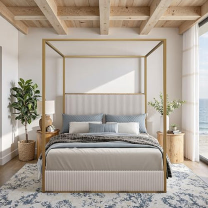 Queen Size Metal Canopy Bed Frame, view 4