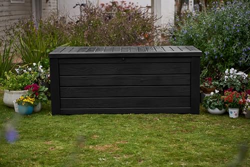 Keter Westwood Outdoor Storage Deck Box, 150 Gallon, Dark Grey, view 5