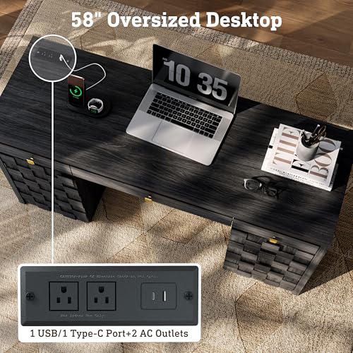58" Executive Desk with Drawers, view 6