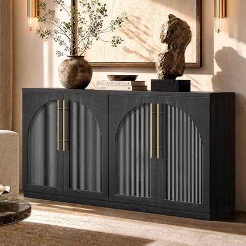 Arched Sideboard Cabinets, Modular Buffet Table, Black, view 2