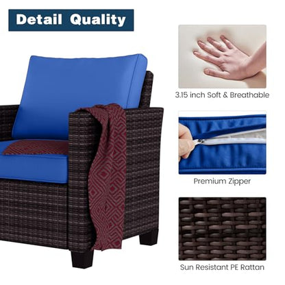 GAOMON 5-Piece Outdoor Patio Furniture Sets, 7 Seat PE Rattan Furniture Sectional Sofa Set with Storage Table, Patio Conversation Sets with Water-Repellent Cushions for Backyard, Deck, Poolside