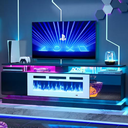 70" Fireplace TV Stand, Modern Entertainment Center, view 2