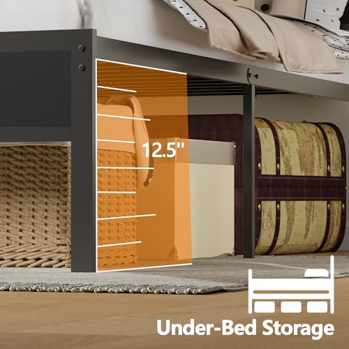 Twin Bed Frames with Charging Station and LED Lights, Black Oak, view 3