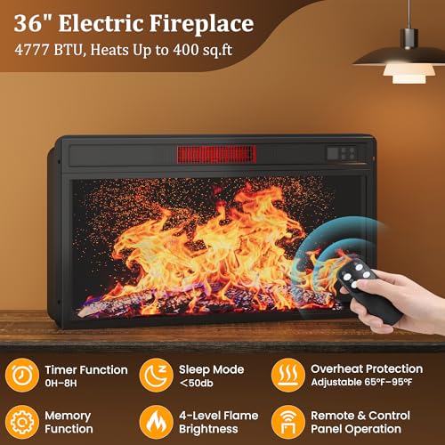 70" Fireplace TV Stand with 36" Electric Fireplace, view 5
