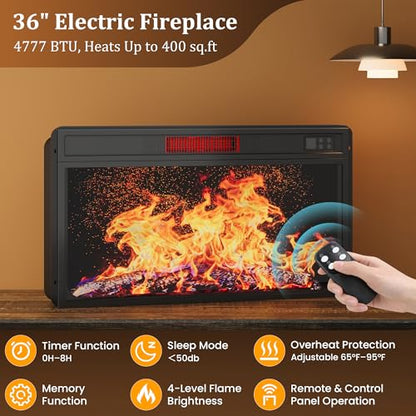 70" Fireplace TV Stand with 36" Electric Fireplace, view 5