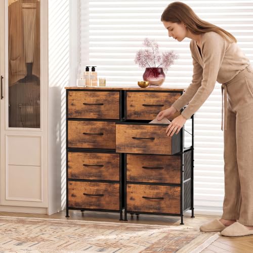 Small Dresser Nightstand for Bedroom, 4 Drawers, Rustic Brown, view 5