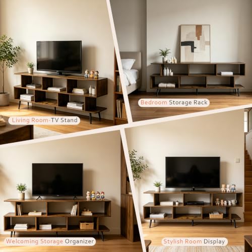 65" Amber Mid-Century TV Stand with Outlet Fits Up to 75 Inch TV, view 5