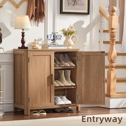 Sideboard Buffet Cabinet with Storage, 31.5" Arc-Shaped Credenza with 2 Doors & Adjustable Shelves, Mid Century Modern Coffee Bar Storage Cabinet for Kitchen, Living Room, Entryway, Darkwood