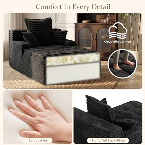 Boneless Chaise Lounge Couch Indoor, view 4