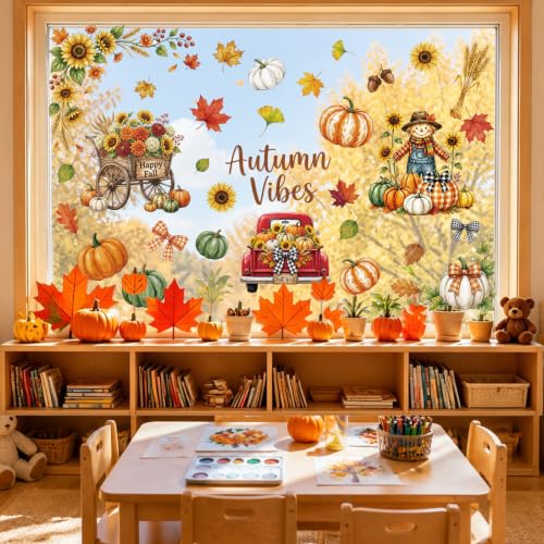 Fall Window Clings Decor Autumn Harvest Thanksgiving Decorations Stickers, view 7