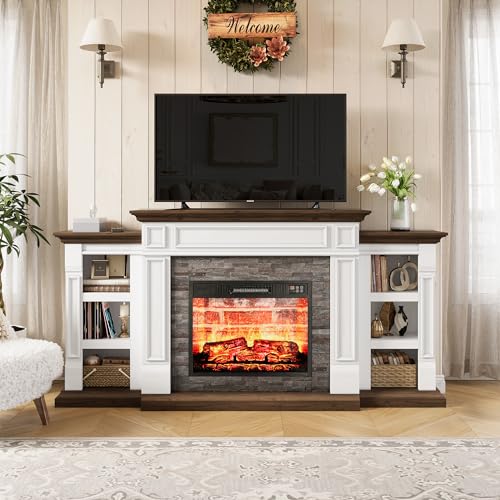72" Electric Fireplace with Mantel, Fireplace TV Stand for TVs Up to 80 Inch, view 3