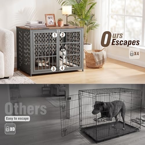 Heavy Duty 42 Inch Indestructible Furniture Dog Crate for High Anxiety Dogs, view 4