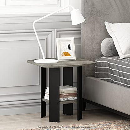 SIMPLE DESIGN Side Table, 2-Tier Modern End Table with Soft Edges, Open Shelves Night Stand, Bedside Table, for Living Room, Bedroom, French Oak