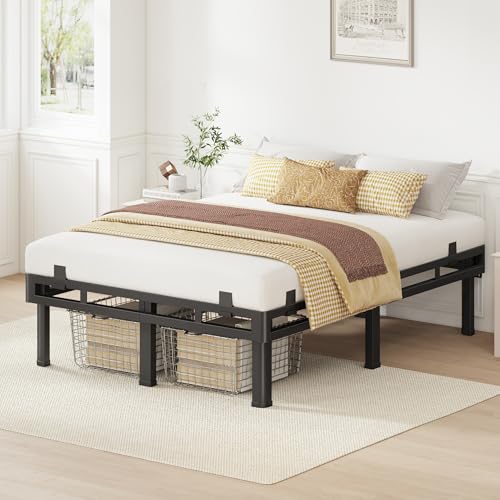 Queen Bed Frame, 16 inch Metal Bed Frame & Box Spring 2 in 1 Design, view 3